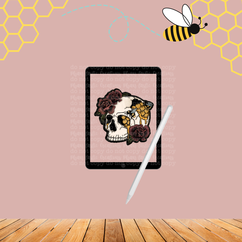 Black Skull Bee Sticker