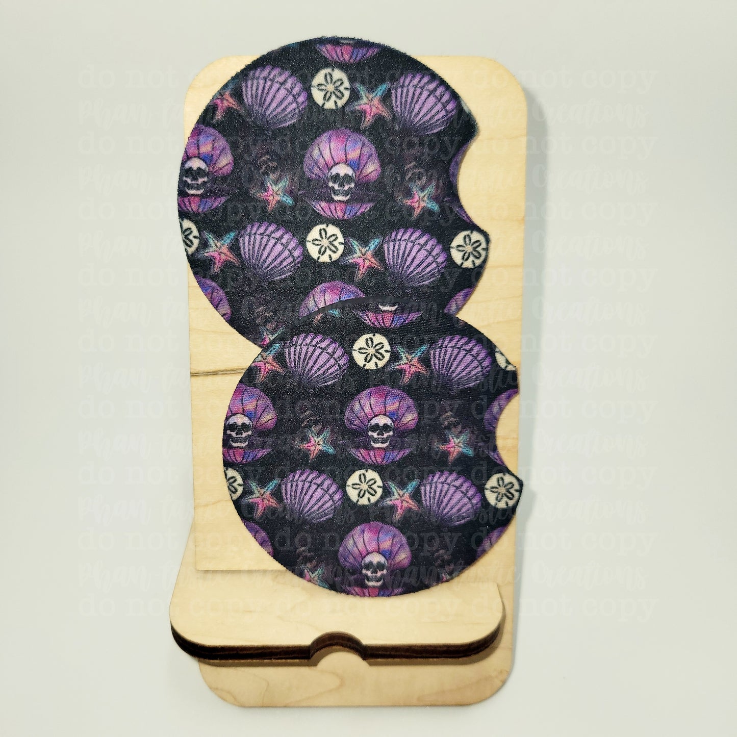 Purple Skull Shell Car Coaster
