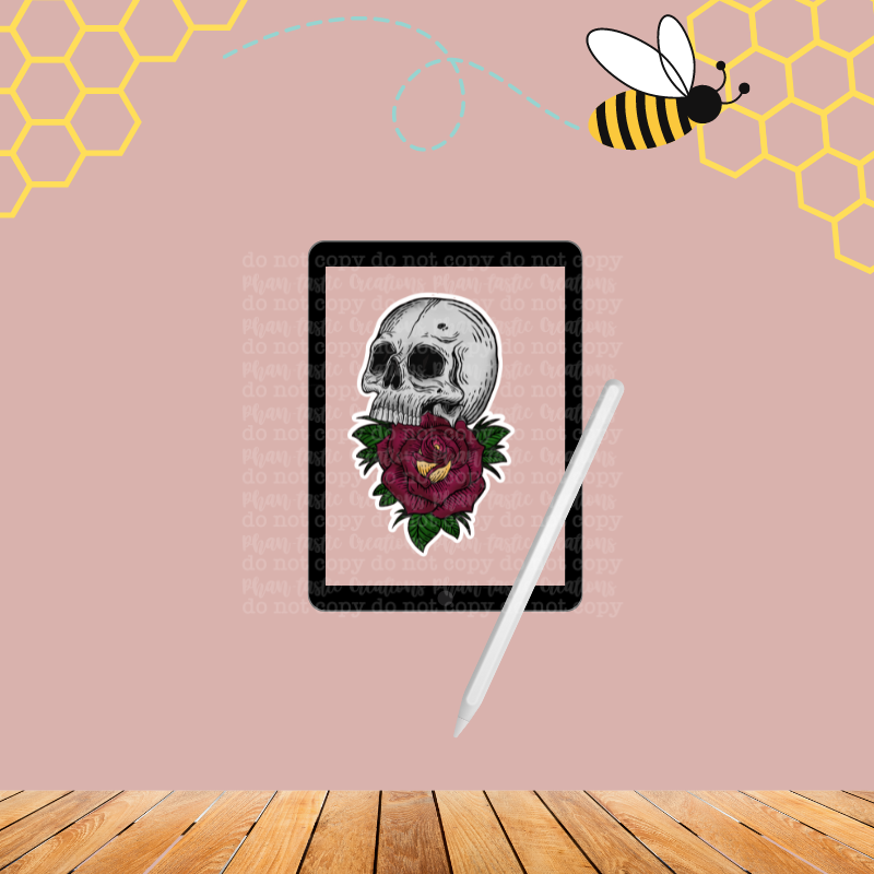 Rose Skull Bee Sticker