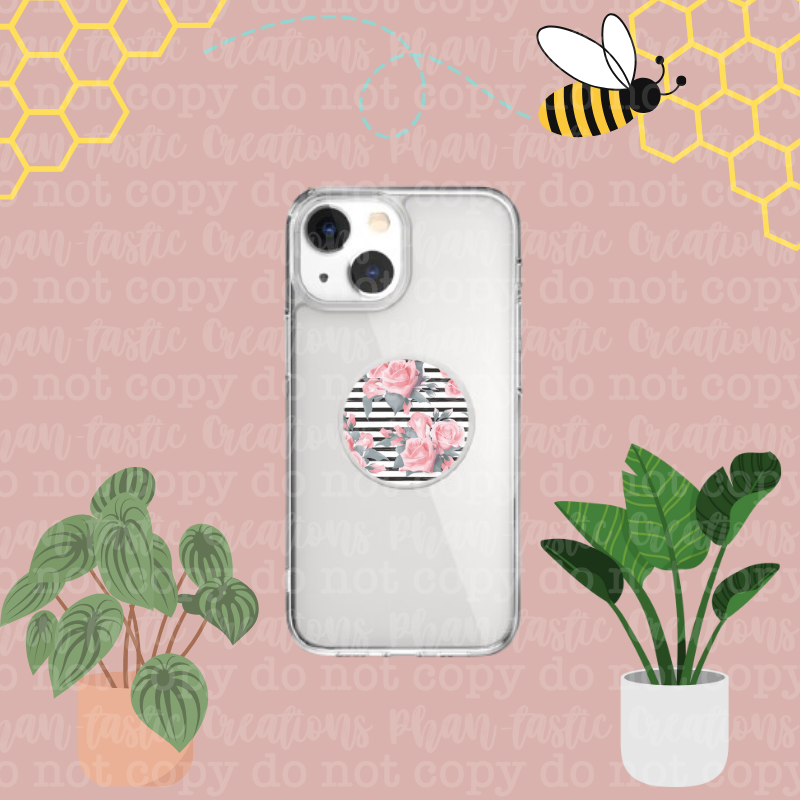 Stripe Pink Rose Phone Acessory