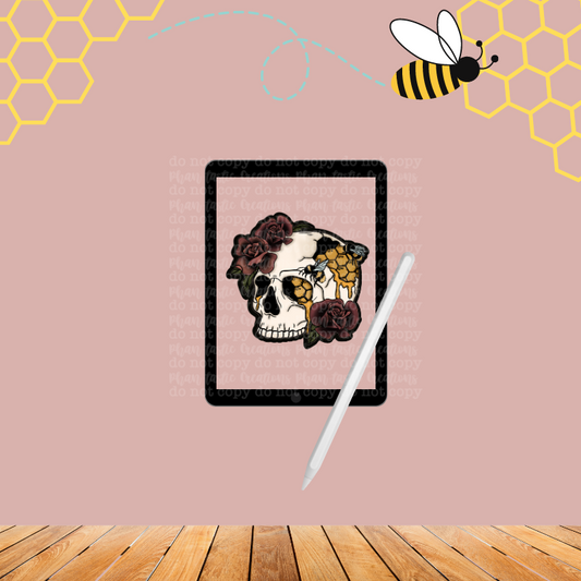Black Skull Bee Sticker