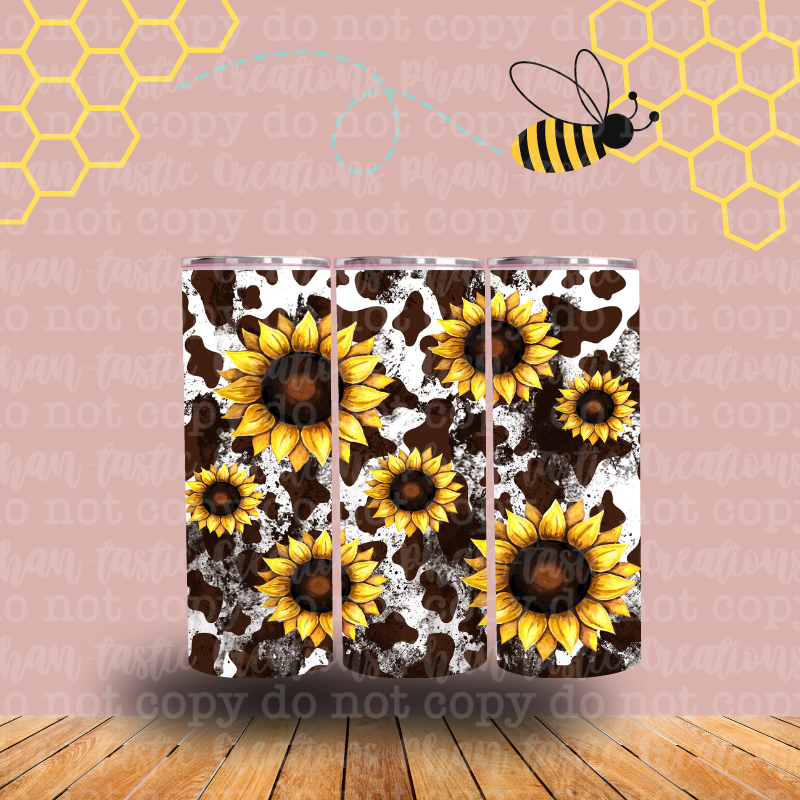 Sunflower Cow Print Tumbler