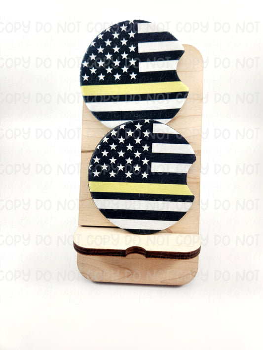 Thin Yellow line Car Coaster