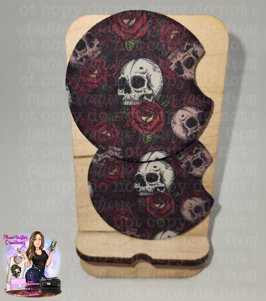 Maroon Skull Car Coaster