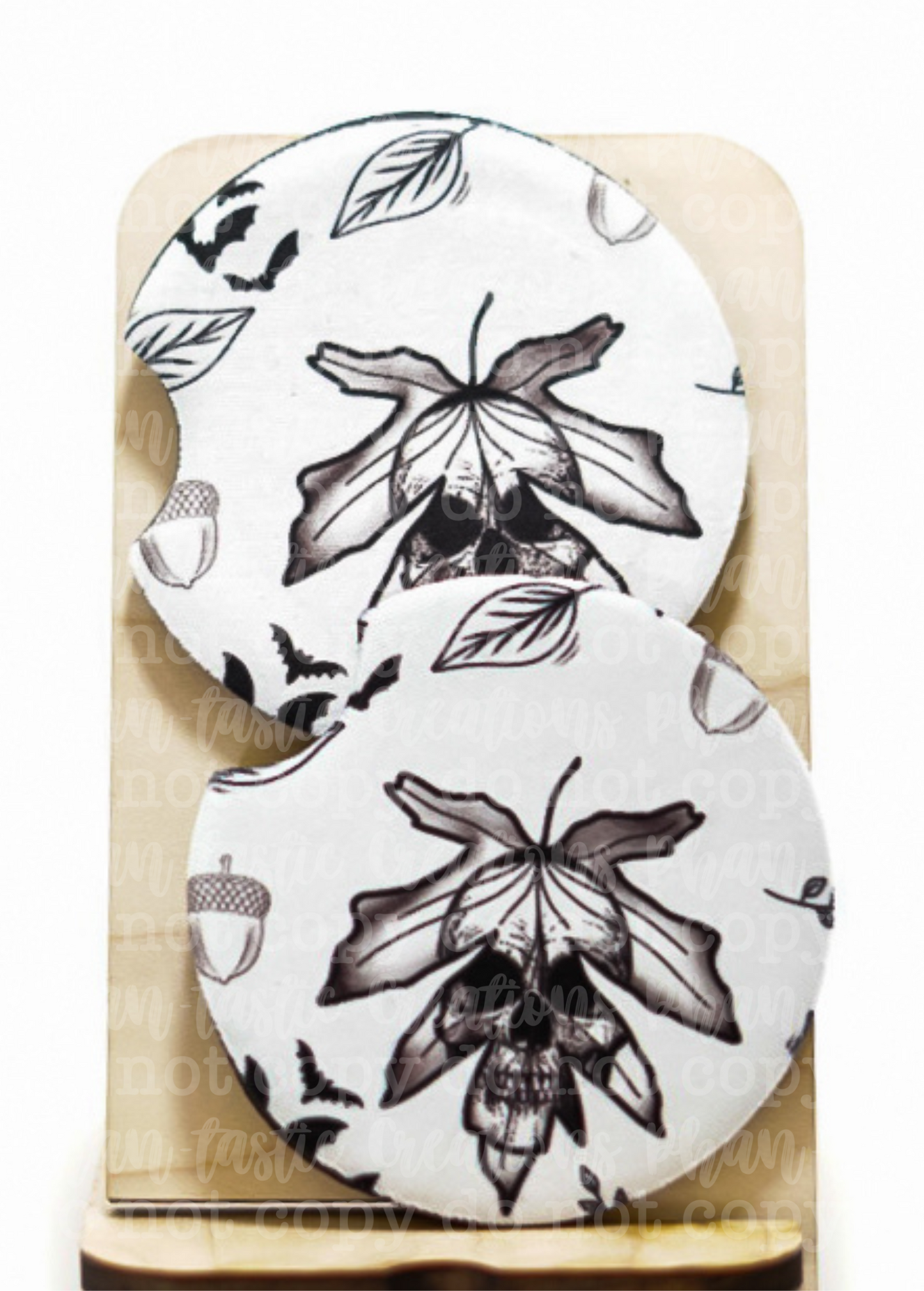 Black, white Leaf Car Coaster