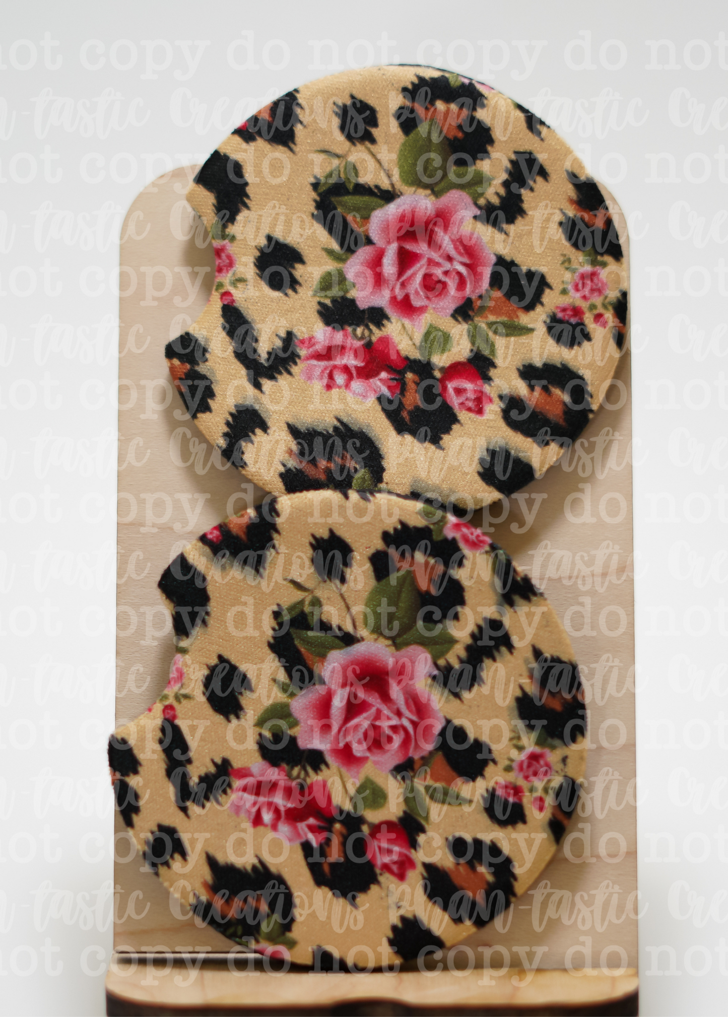 Rose leopard print Car Coaster