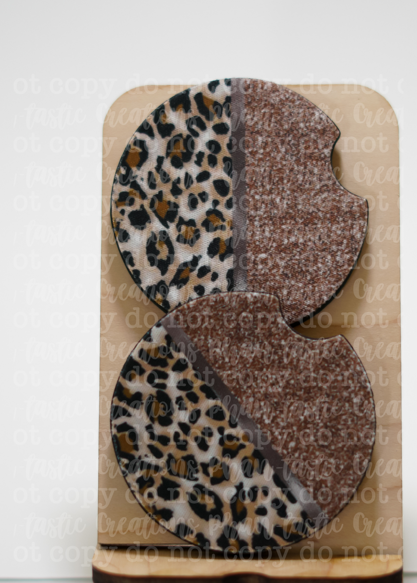 Leopard Glitter Print Car Coaster